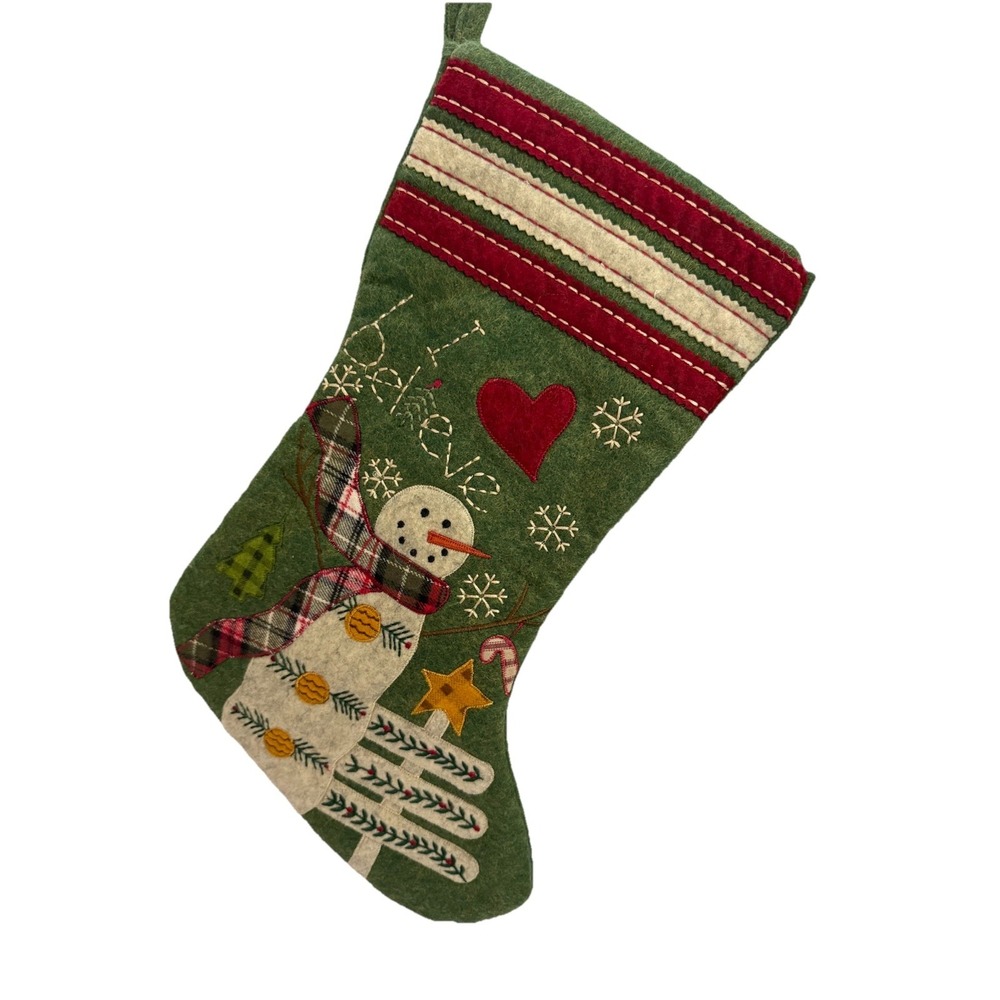 Hobby Lobby Holiday Christmas Stocking Decor Santa Appliqué, And Embroidery